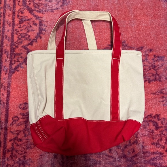 Lands' End Red and Cream Boat Tote - Picture 2 of 8
